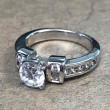 14K White Gold Diamond Accent Modern Engagement Ring